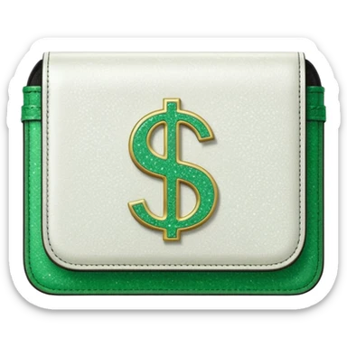 glitter white wallet green symbol $ sticker
