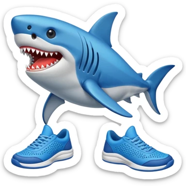 Tiburón con zapatos tenis azules sticker