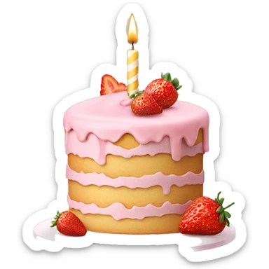 Pastel Birthday cake with strawberry sticker