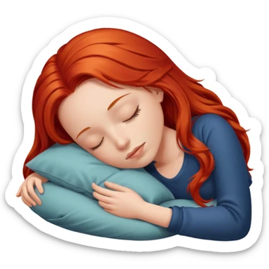 Red long hair girl sleeping sticker