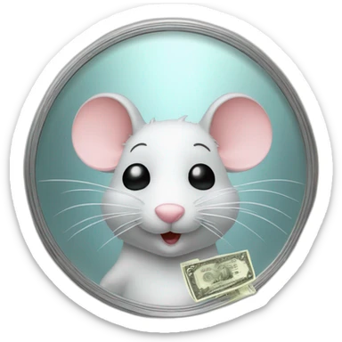 Rat snorring powdered sugar with a bank note on a mirror sticker