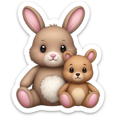 Cute bunny and teddy with magical background  sticker