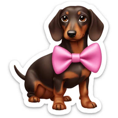 girl brown sausage dog with pink bow sticker