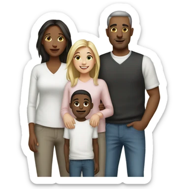 mother father daughter son white family sticker