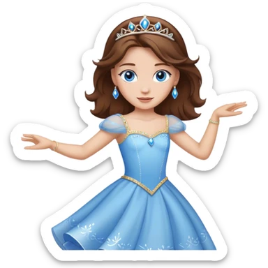 Mushrooms princess brown hair blue eyes dancing sticker
