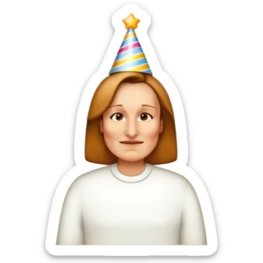 Wearing a birthday hat sticker