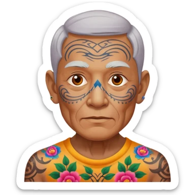 elderly man with body and face tattos sticker