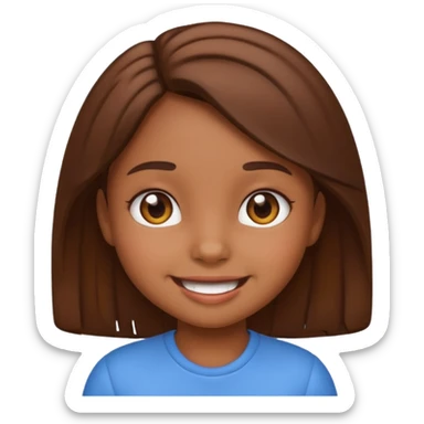 Cute girl kid emoji brown body sticker