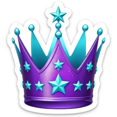 Feeling purple cian crown shine star glitter sticker