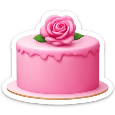 pink cake with a rose on top of it sticker