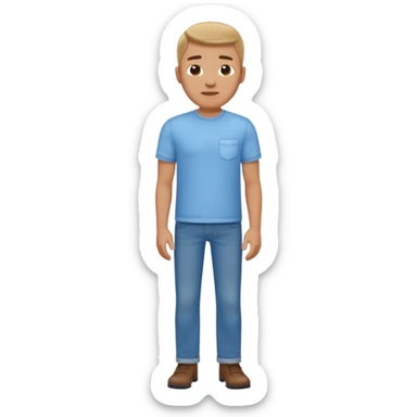 man in shirt with a light blue shirt and blue jeans standing sticker