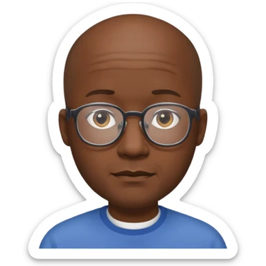 Balding black man with glasses and hair around the sides sticker
