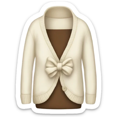 cream Cardigan with  bow sticker