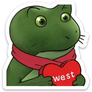 Cat hugs heart with inscription «west” sticker