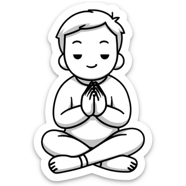 person on their knees begging with hands clasped together and pleading expression sticker