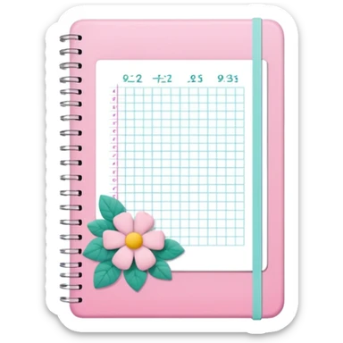 generate a notebook with math exercises make it aesthetic and girly sticker