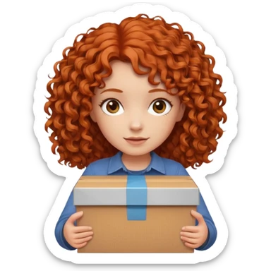 box carrier curly red haired girl  sticker