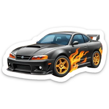 drifting car with tires smoke sticker