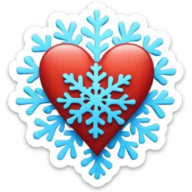 Red heart with blue snowflake sticker