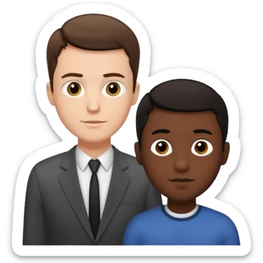 Tall white guy with tiny black guy sticker