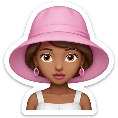 rihanah wearing Pink Hat, white dress sticker