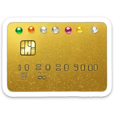 gold credit card with gems sticker