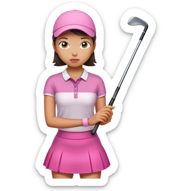 Asian girl golfing in tiny pink skirt sticker