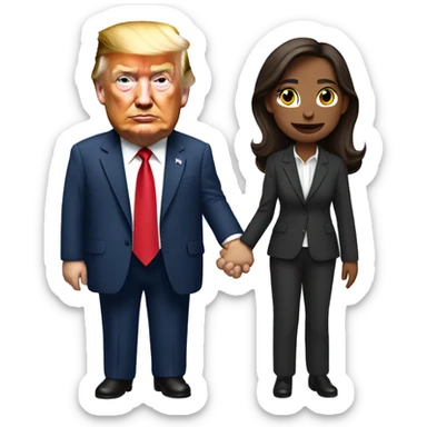 Donald trump holding Kamala’s hand sticker