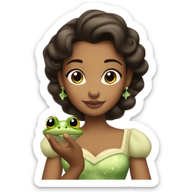 princess tiana holding a frog sticker