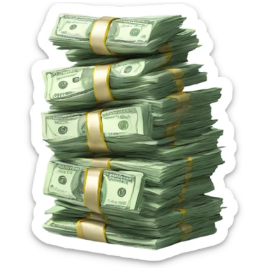 money stack and falling money sticker