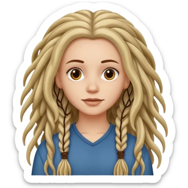 white girl, long wavy hair with just some dreadlocks  sticker