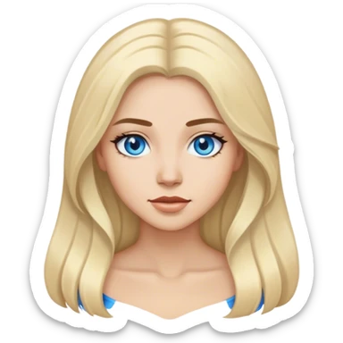Woman black and blond long hair blue eyes sticker