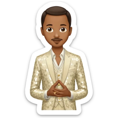 Tevin Campbell with dark brown hair, ivory sequin outfit sticker