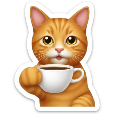 ginger cat with coffee sticker