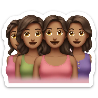 four brunette sisters sticker