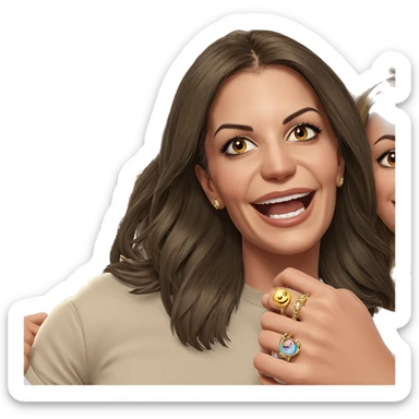 smiling girls with jewelry sticker