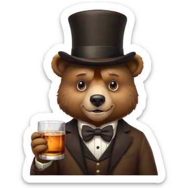 gay bear head in a top hat with a whiskey sticker