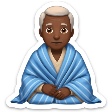dark skin old man with tucked blanket sticker
