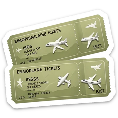 Two pale olive airplane tickets sticker