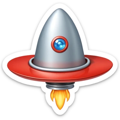 Rocket ship with cowboy hat and a tear sticker