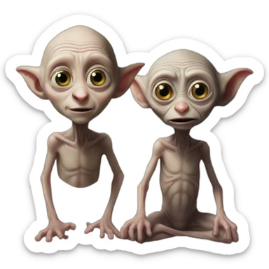 Dobby and gollum side to sifr sticker