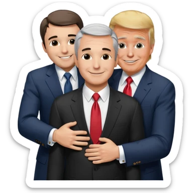 Charlie kirk, donald trump and jeffrey epstein hugging happily sticker