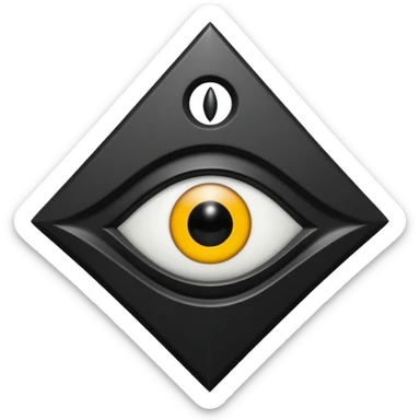 Minimal emoji, gothic religious relic made of matte black metal, engraved eye symbol above a number 8, ancient sacred fashion artifact aesthetic, sculptural form, no glow, no neon, flat emoji style, centered, transparent background sticker