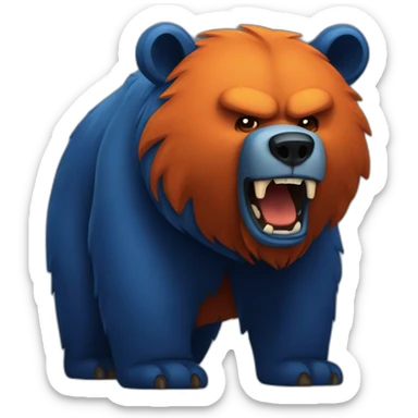 Dark Blue Orange Bear angry sticker