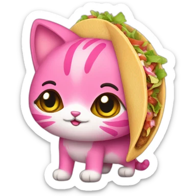 pink kitty taco sticker