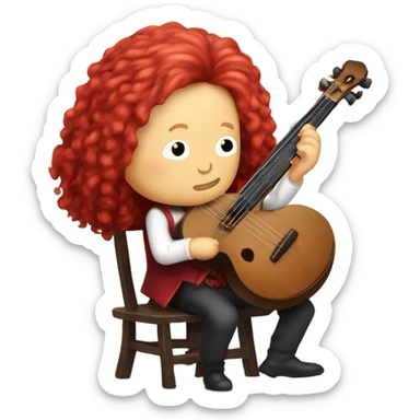 Antonio Vivaldi composer Red wig old chibi sitting chair banjo sticker