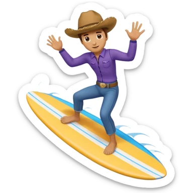cowboy riding a surfboard  sticker