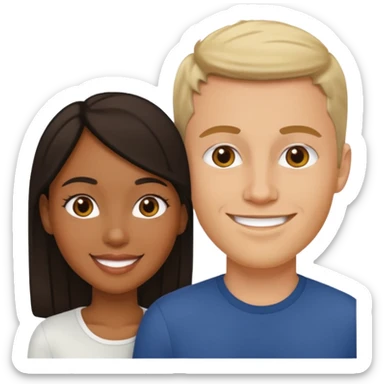 mixte couple black girl , white italian style man sticker