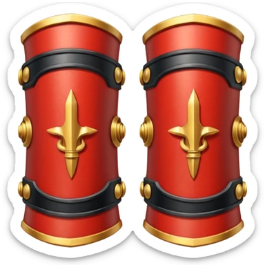 Ares bracers object icon, pair of ancient Greek war bracers, red black gold theme, engraved patterns, heavy armor style, 3D cartoon, mobile game icon style, centered, clean background, no text, no watermark

 sticker