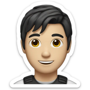 white man with dark hair and pony tail sticker